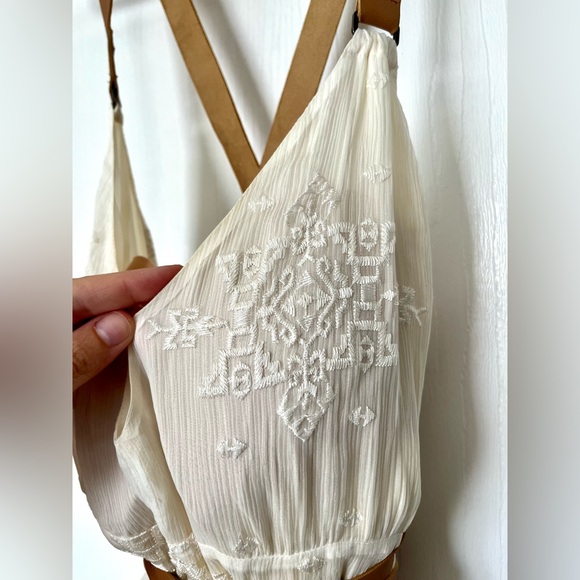 Cynthia Vincent White Silk Dress with Tan Leather Straps - Picture 3 of 6